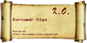 Korcsmár Olga névjegykártya