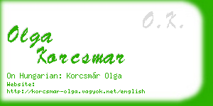 olga korcsmar business card